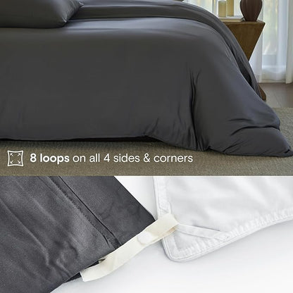 DOZ Duvet Cover Set, 100% Viscose derived from Bamboo, Organically Grown, Buttery Soft, Cooling Duvet Covers, High GSM, 1 Duvet Cover and 1 Pillowcase, 70"x90" (Storm, Twin/Twin XL)