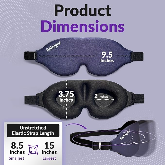 Light Blocking Sleep Mask for Men & Women, Night Shade Blackout Mask for Sleep, Travel Eye Cover with Memory Foam, 3D Night Blindfold, Washable & Adjustable Eye Covers for Sleeping - One Size Fits All