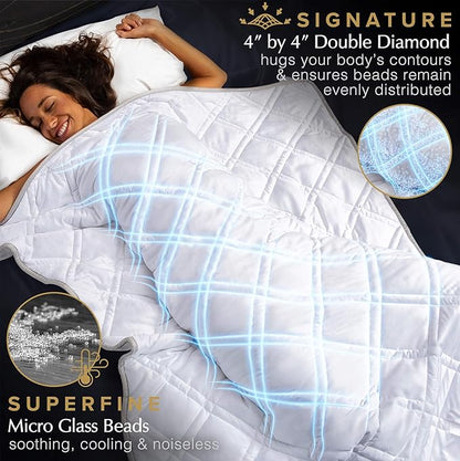 Aricove Cooling Weighted Blanket, 17 lbs, Twin Size for Adults, Luxury Heavy Blanket, Silky Soft Bamboo Viscose, 48x72 inches, Machine Washable, White