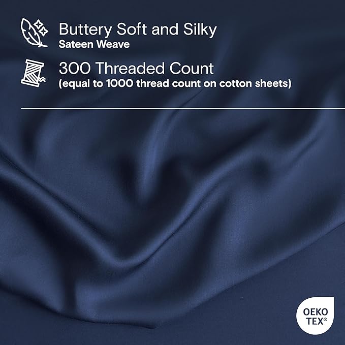 DOZ Duvet Cover Set, 100% Viscose derived from Bamboo, Organically Grown, Buttery Soft, Cooling Duvet Covers, High GSM, 1 Duvet Cover and 2 Pillowcases, 106"x90" (Sapphire, King/Cal King)