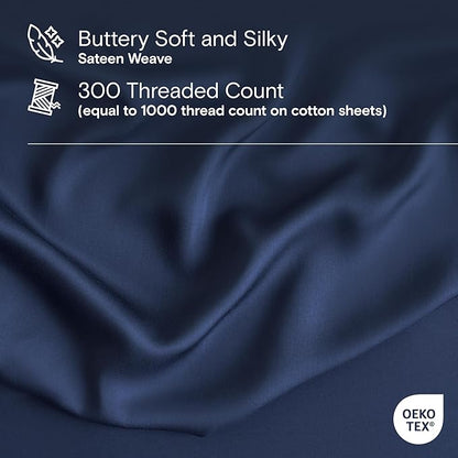 DOZ Duvet Cover Set, 100% Viscose derived from Bamboo, Organically Grown, Buttery Soft, Cooling Duvet Covers, High GSM, 1 Duvet Cover and 2 Pillowcases, 106"x90" (Sapphire, King/Cal King)