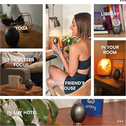 Orbby Aroma Diffuser for Home : Waterless, Cordless Electric Scent Air Freshener for Room, Office, Car, Automatic Timer, Portable Difusor de Aromas, No Pellets