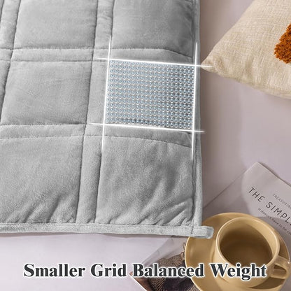 LBRO2M Sherpa Weighted Blanket 15 lbs, Heavy Blanket Sherpa Flannel with Glass Beads, Soft Thick Comfort Blankets for Adults,Bed Heavy Blanket 60 X 80 Inches, Gray