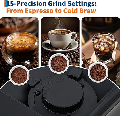 3rd-Gen Espresso Coffee Maker with Milk Frother - Removable Brewer/Grinder, Adjustable Coarseness/Flavor, 3-Level Coffee/Milk Volume, Detachable Milk Tank for Home Baristas, Black Spray Paint