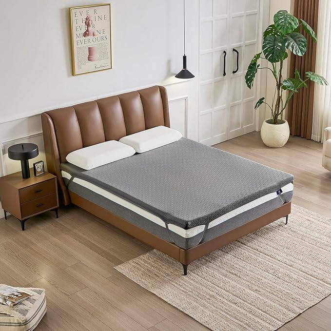 3 Inch Memory Foam Mattress Topper Twin Size - CertiPUR-US Certified - Gel Cooling Mattress Pad with Removable Bamboo Cover,Bed Topper for Pressure Relief(White) (Gray, Twin)