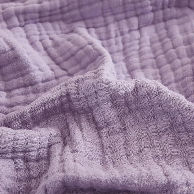 EMME Cotton Muslin Blanket King Size - Soft, Breathable Layering Blanket, 108"x90", All Season Gauze, Lavender