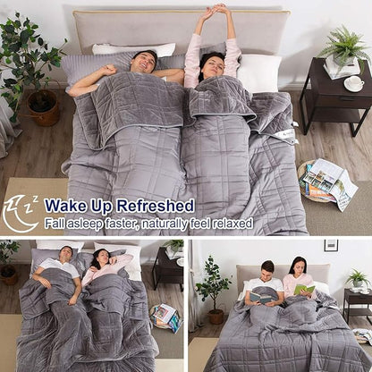 King Size Weighted Blanket 45lb(88 inch x104 inch , Double-Sided), Warm Short Plush and Cool Tencel Fabric Reversible Weighted Blanket for All Season Use, King Size for Couple - Carry Bag Included