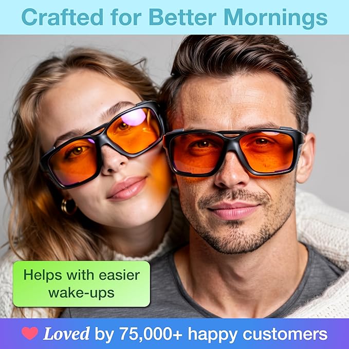 Orange Blue Light Blocking Glasses for Better Sleep - 97% Premium TR90 Wrap Around Amber Computer Migraine Glasses for Women & Men - Gaming Glasses - TV Blue Light Blockers Gamer Glasses