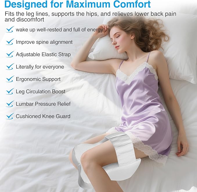 Knee Pillow for Side Sleepers, White