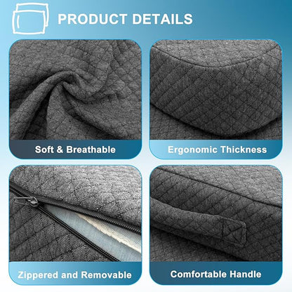 Knee Pillow for Side Sleepers, 100% Memory Foam Filling Leg Pillow for Side Sleeping, 4" Height Leg Pillow for Relieving Leg, Back, and Knee Pain Breathable & Pressure-Relieving Support - 18"x30"x4"