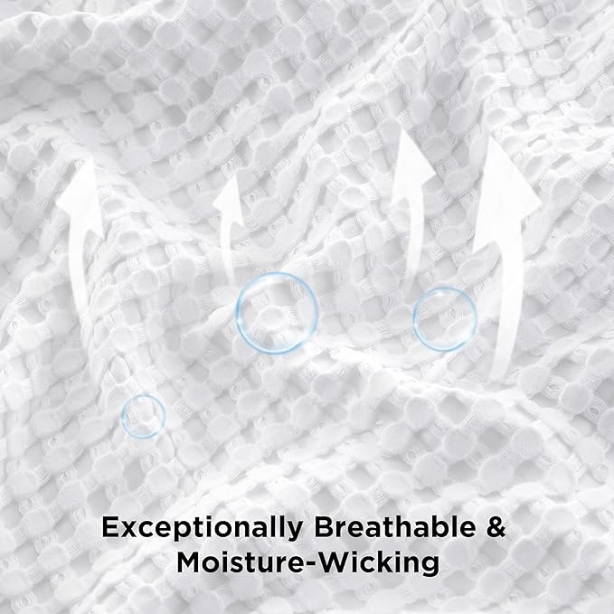 Bedsure Cooling Cotton Waffle Oversized King Blanket - Lightweight Breathable Blankets Rayon Derived from Bamboo for Hot Sleepers, Luxury Throws for Bed and Sofa, White, 120x96 Inches