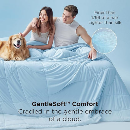 Bedsure Cooling Comforter Cal King - Cooling Blankets for Hot Sleepers, Lightweight Comforter for Summer with Dual-Sided Cool Tech, Soft Breathable Cold Blanket for Sleeping, Blue, 102x96 Inches