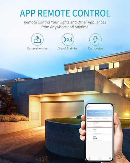 Outdoor WiFi Outlet, Outdoor Plug with 3 Ground Outlets, Compatible with Amazon Alexa, Google Assistant, Remote Control Outdoor Light Timer Outlet Waterproof, FCC Certified