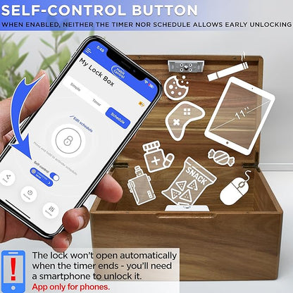 Timed Lock Box Habit Control App - Bluetooth LockBox with Timer to Reduce Screen Time, Manage Impulse Snacking & Consumption - Schedule, Timer & Simple Modes - 366 Days Time Locking Container