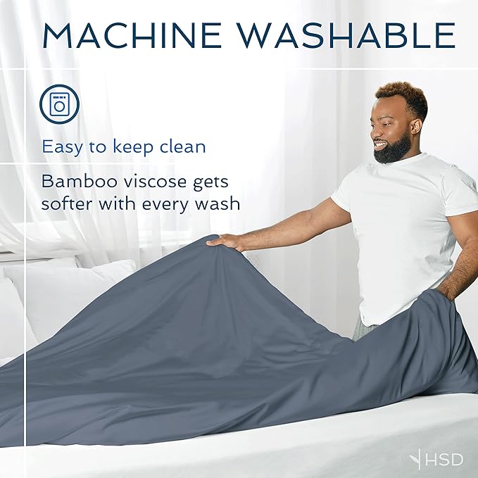 Hotel Sheets Direct 3 Piece King Size Duvet Cover Set, 100% Viscose Derived from Bamboo Comforter Cover with 2 Pillow Shams, Moisture-Wicking, Silky Soft Texture, Cooling, Breathable, Easy Care, Gray