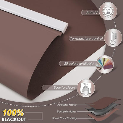 Allesin Motorized Roller Shade Blinds Compatible with Alexa for Window, Blackout Smart Shades Cordless with Remote Control, Electric Automated Blinds, Customized Size, Lithium Battery Motor(Brown)