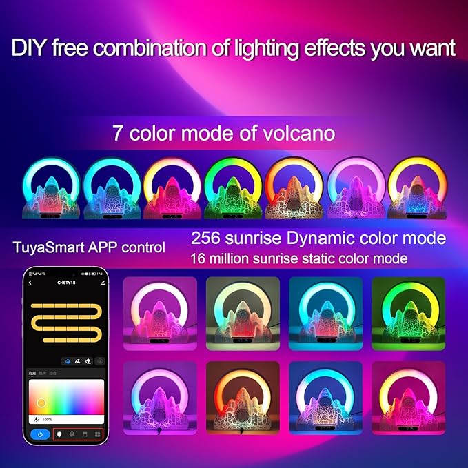 Wake Up Light Sunrise Alarm Clock with Wireless Charger, Smart APP Control, 16 Million Color Lighting & Natural Sounds for Bedroom Desk Decor
