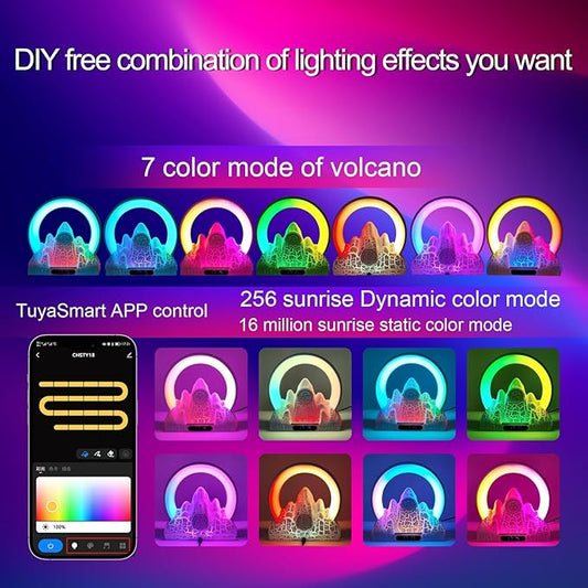 Wake Up Light Sunrise Alarm Clock with Wireless Charger, Smart APP Control, 16 Million Color Lighting & Natural Sounds for Bedroom Desk Decor