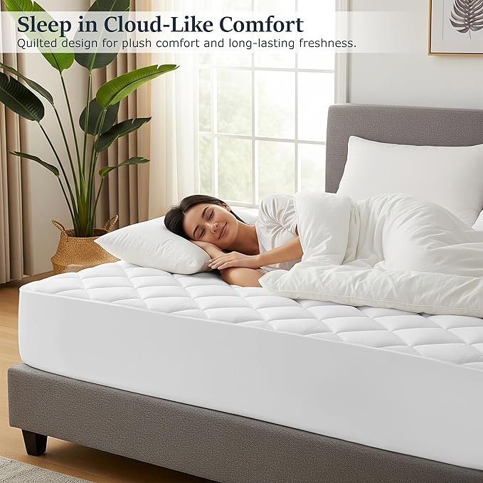 LUX Décor California King Mattress Pad - 2 Pack - Quilted Elastic Fitted Mattress Cover Protector Upto 16 Inches Deep Pocket - Soft Breathable Noiseless Mattress Topper (72 X 84)