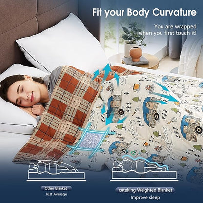 CuteKing Weighted Blanket for Adults (20lbs, 60"x80", Camping) Heavy Blanket for 180-190lbs, Weighted Blanket for Cooling & Heating with Premium Glass Beads, Thick Blanket for Adult All-Season