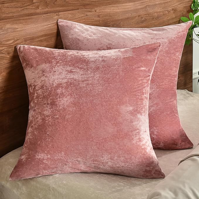 PHF Truly Velvet Euro Sham, 26"x 26",No Insert, 2 Pack Color Gradient Euro Throw Pillow Covers, Ultra Soft Cozy European Pillow Covers for Luxurious Home Decorative, No Shedding, No Pilling, Pink