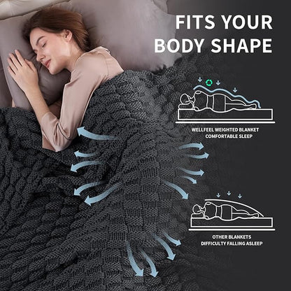 Knitted Weighted Blanket for Adult, No Beads Heavy Blanket 70” x 90'' 20lbs, Breathable Chunky Knit Blanket, Cooling Weighted Blanket for Hot Sleepers, Christmas Home Decor (Dark Grey)