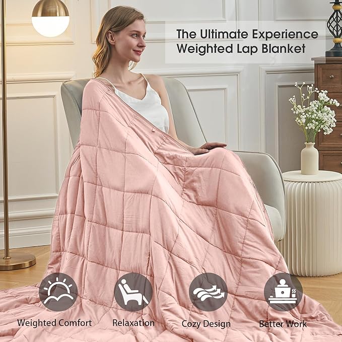 Pink Weighted Blanket for Adults 12lbs, 60"x80", Queen Size Cooling Heavy Throw Blanket for 110-130lbs, Microfiber Soft Thick Big Blankets Weighted Comforter Gift for Sleeping