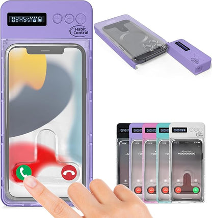 Phone Lockbox - Time Lock Box Cell Phone Locker for Bad Habits, Smartphone Jail with Timer Reduce Kids Adults Screen Time Improve Productivity, Family Time Container - Purple