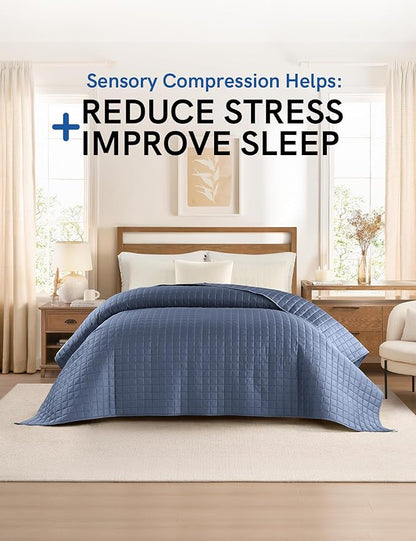 YnM King Size Cooling Weighted Blanket for Adults (88x104 Inches, 40 Pounds, Blue Grey), Perfect for Hot Sleepers with Cooling Rayon/Glass Beads, Heavy Bed Blanket for Couple on Queen or King Bed