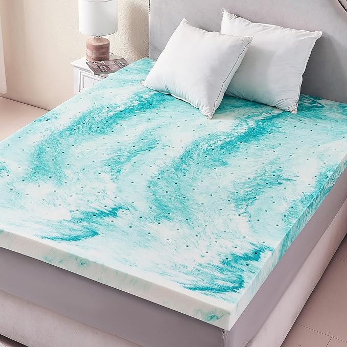 2 inch Memory Foam Mattress Topper Queen Size Bed, Gel Infused Memory Foam Mattress Pad for Back Pain Relief, 60x80 Inches