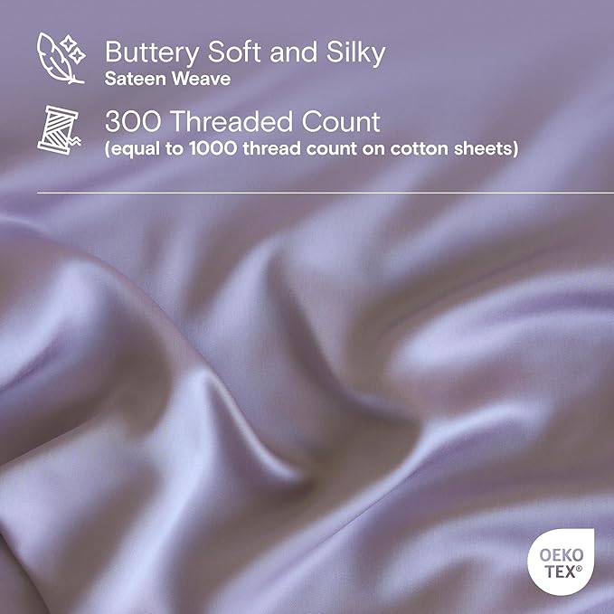 DOZ Duvet Cover Set, 100% Viscose derived from Bamboo, Organically Grown, Buttery Soft, Cooling Duvet Covers, High GSM, 1 Duvet Cover and 2 Pillowcases, 106"x90" (Lavender, King/Cal King)