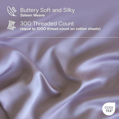 DOZ Duvet Cover Set, 100% Viscose derived from Bamboo, Organically Grown, Buttery Soft, Cooling Duvet Covers, High GSM, 1 Duvet Cover and 2 Pillowcases, 106"x90" (Lavender, King/Cal King)