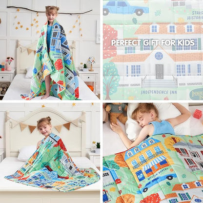 yescool Weighted Blanket 7 Pounds Cooling Weighted Lap Blanket, Girls Heavy Blanket for Sleeping, Breathable Weighted Throw Blanket Gift for 60-80lbs, 40"x60"