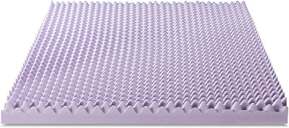 Best Price Mattress 4 Inch Egg Crate Memory Foam Mattress Topper with Soothing Lavender Infusion, CertiPUR-US Certified, Dorm Essentials, Twin XL