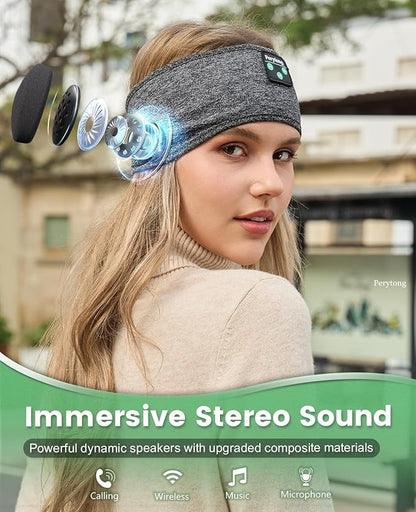 Perytong Sleep Headphones Bluetooth 5.4, Wireless Sleep Headphones with Ultra-Thin HD Stereo Speakers for Side Sleepers, Soft & Breathable Sport for Running Yoga Travel Nap
