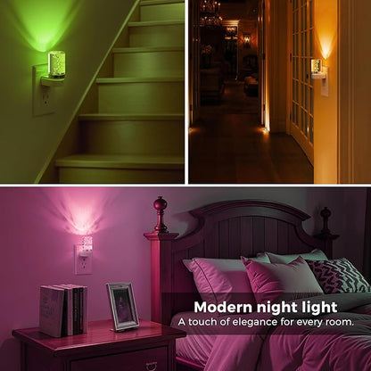 L LOHAS LED Night Light, Night Lights Plug into Wall, Color Changing Nightlight RGB with Dusk to Dawn Sensor, for Halloween, Christmas, Holiday, Hallway Bedroom Kids Room, 2 Pack