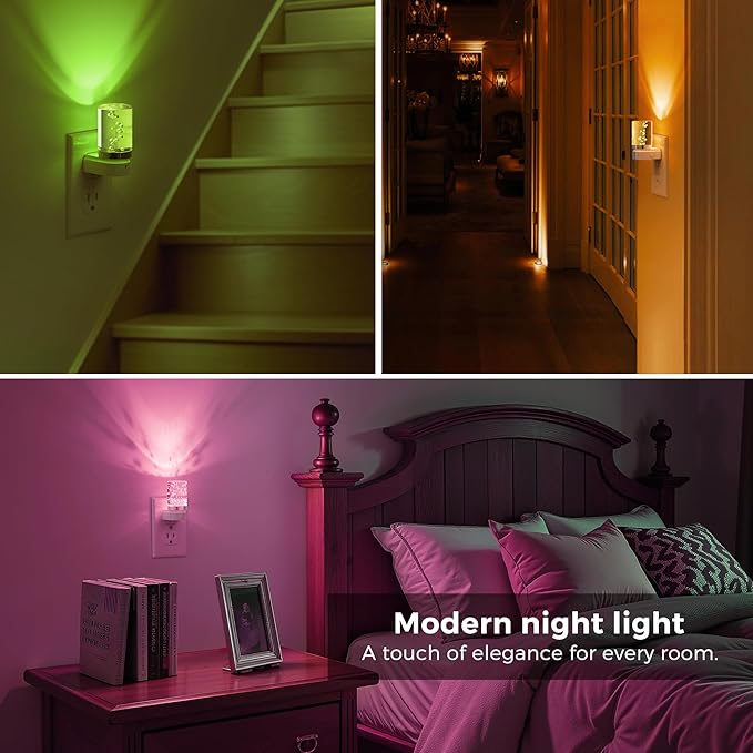 L LOHAS LED Night Light, Night Lights Plug into Wall, Color Changing Nightlight RGB with Dusk to Dawn Sensor, Nightlight Plug in Wall for Halloween, Christmas, Holiday, Hallway Bedroom Kids Room
