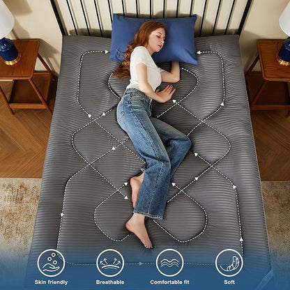 BEDLORE California King Mattress Topper, Thick Pillow Top Pad for Back Pain Relief, Cooling Soft Mattress Cover with Deep Pockets 6-18 inch