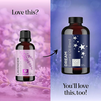 Pure Lavender Essential Oil - Lavender Oil for Hair Skin and Nails Plus Aromatherapy Diffusers Humidifiers Linens and Baths for at Home Spa Self Care - Premium Grade Non-GMO in Glass Bottle (1 Fl Oz)