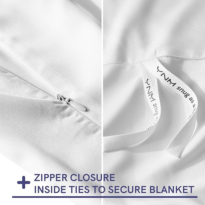 YnM Exclusive Cooling Duvet Cover for Weighted Blankets with 16 Strings (White, 80"x87")