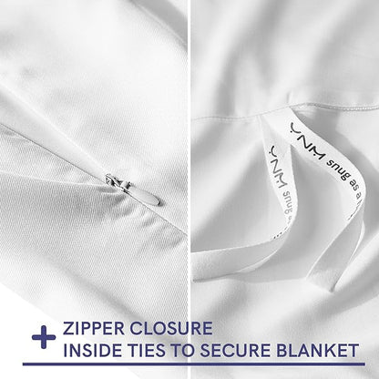 YnM Exclusive Cooling Duvet Cover for Weighted Blankets with 16 Strings (White, 80"x87")