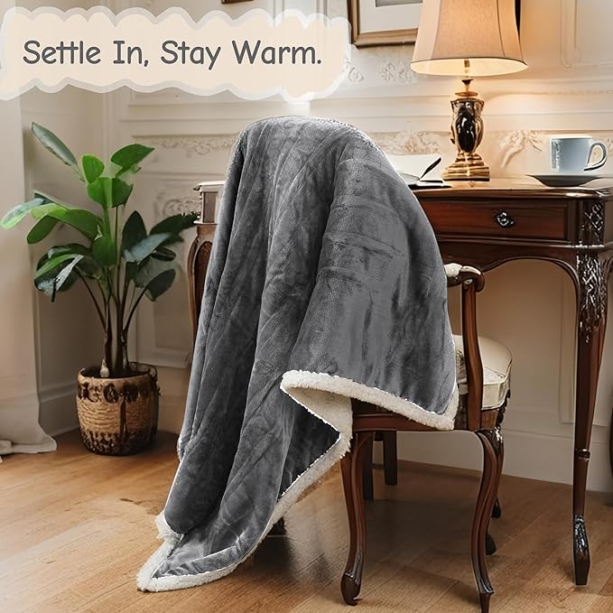 Electric Heated Blanket Queen Size 84"x90", Soft Flannel with Dual Controllers & Overheat Protection, 9 Adjustable Heat Settings & 10-Hour Auto-Off Timer, Fast Heating for Winter Comfort, Light Gray