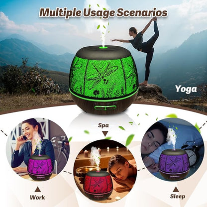 Diffusers for Essential Oils Large Room 400ml,Essential Oil Diffuser for Home with R/C,Cool Mist Humidifiers for Bedroom,7 Colors Changed & 3 Mist Mode Waterless Auto Off for Decor Dragonfly