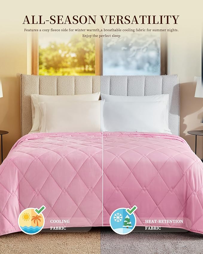 L'AGRATY King Size Weighted Blanket for Adults 20lbs, 88"x104" — Cooling Breathable Heavy Blanket with Glass Beads for Sleeping Perfect for Hot Sleepers & Couples Machine Washable All-Season Pink