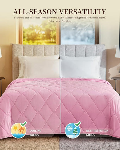 L'AGRATY Queen/King Size Weighted Blanket for Adults 25lbs, 80"x87" — Cooling Breathable Heavy Blanket with Glass Beads for Sleeping Perfect Hot Sleepers & Couples Machine Washable All-Season Pink
