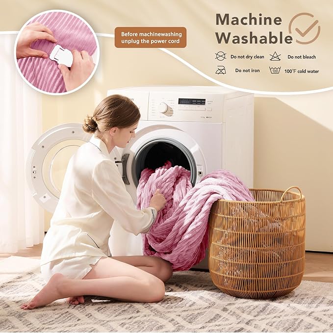 Homemate Electric Heated Blanket King Size - 100"x90" Heating Blanket King Size Dual Control 1/2/4/6/8 Hours Auto-Off 10 Heat Level Over-Heat Protection Soft Flannel Sherpa ETL Certification