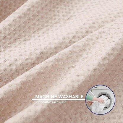 YnM Cotton Waffle Weave Duvet Cover for Weighted Blankets with 16 Strings (Oatmeal,88''x104'')