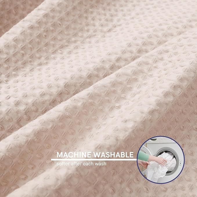 YnM Cotton Waffle Weave Duvet Cover for Weighted Blankets with 16 Strings (Oatmeal,60''x80'')