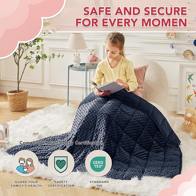 CuteKing Weighted Blanket - Weighted Blanket with Premium Glass Beads - Heavy Blanket Crystal Velvet for Comfort Sleep - Thick Blanket All Season (3lbs, 20"x30", Blue Bubble)