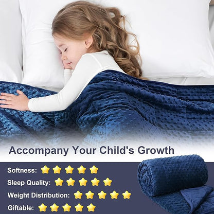 Alomidds Weighted Blanket, Luxury Velvet Weighted Blankets for Adults and Kids,Warm and Breathable Soft and Comfort Minky, Cute Heavy Blanket with Premium Glass Beads (41"x60" 7LBS, Navy)